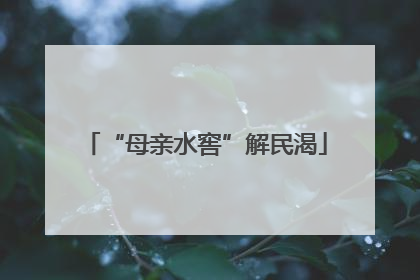 “母亲水窖”解民渴