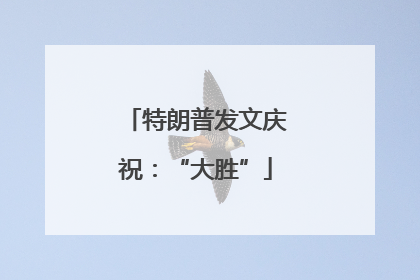 特朗普发文庆祝：“大胜”