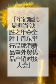 牢记嘱托显担当 决胜之年夺全胜丨丹东举行品牌消费品暨外贸优品产销对接大会