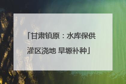 甘肃镇原：水库保供 灌区浇地 旱塬补种