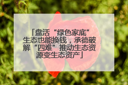 盘活“绿色家底” 生态也能换钱，承德破解“四难”推动生态资源变生态资产