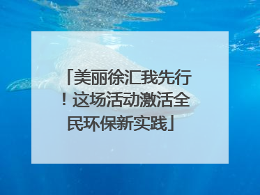 美丽徐汇我先行！这场活动激活全民环保新实践