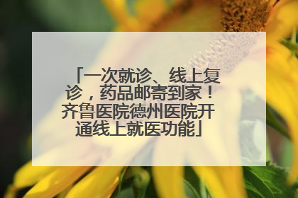 一次就诊、线上复诊，药品邮寄到家！齐鲁医院德州医院开通线上就医功能