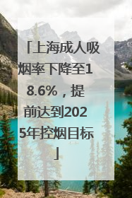 上海成人吸烟率下降至18.6%，提前达到2025年控烟目标