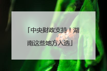中央财政支持！湖南这些地方入选