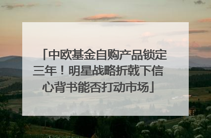 中欧基金自购产品锁定三年！明星战略折戟下信心背书能否打动市场