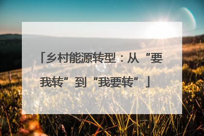 乡村能源转型：从“要我转”到“我要转”
