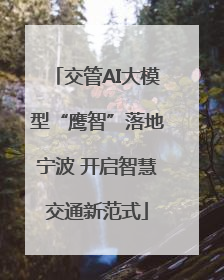 交管AI大模型“鹰智”落地宁波 开启智慧交通新范式