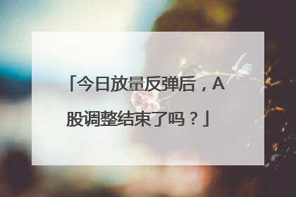 今日放量反弹后，A股调整结束了吗？