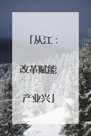 从江：改革赋能产业兴