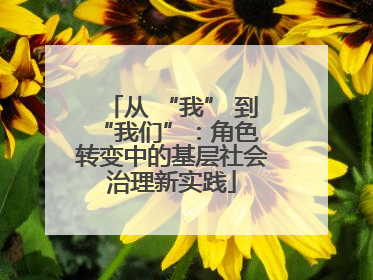 从 “我” 到 “我们”：角色转变中的基层社会治理新实践