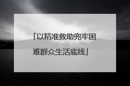 以精准救助兜牢困难群众生活底线