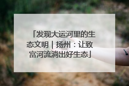 发现大运河里的生态文明｜扬州：让致富河流淌出好生态