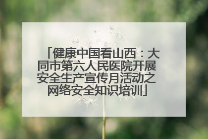 健康中国看山西：大同市第六人民医院开展安全生产宣传月活动之网络安全知识培训