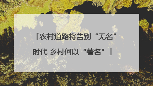 农村道路将告别“无名”时代 乡村何以“著名”