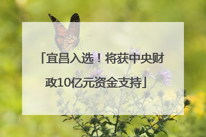宜昌入选！将获中央财政10亿元资金支持