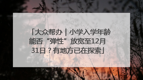大众帮办｜小学入学年龄能否“弹性”放宽至12月31日？有地方已在探索