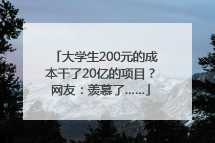大学生200元的成本干了20亿的项目？网友：羡慕了……