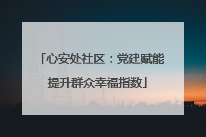 心安处社区：党建赋能 提升群众幸福指数
