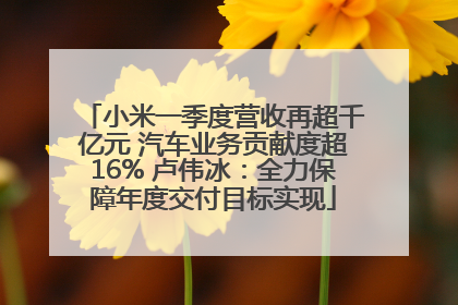 小米一季度营收再超千亿元 汽车业务贡献度超16% 卢伟冰：全力保障年度交付目标实现