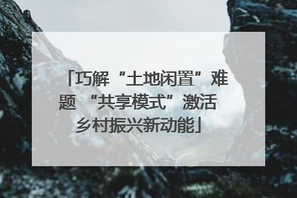 巧解“土地闲置”难题 “共享模式”激活乡村振兴新动能