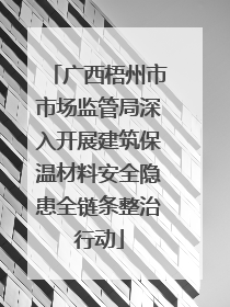 广西梧州市市场监管局深入开展建筑保温材料安全隐患全链条整治行动