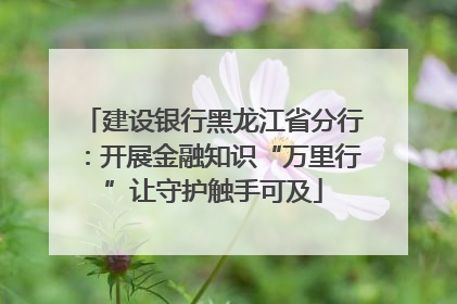 建设银行黑龙江省分行：开展金融知识“万里行”让守护触手可及