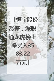 恒宝股份涨停，深股通龙虎榜上净买入3583.22万元
