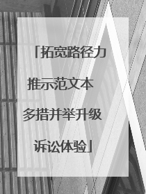 拓宽路径力推示范文本 多措并举升级诉讼体验