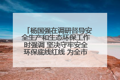 杨国强在调研督导安全生产和生态环保工作时强调 坚决守牢安全环保底线红线 为全市经济社会高质量发展提供坚强保障