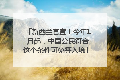 新西兰官宣！今年11月起，中国公民符合这个条件可免签入境