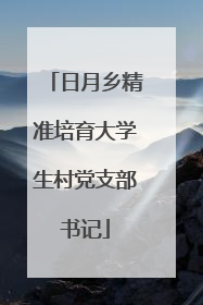 日月乡精准培育大学生村党支部书记