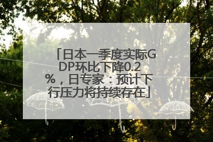 日本一季度实际GDP环比下降0.2%，日专家：预计下行压力将持续存在