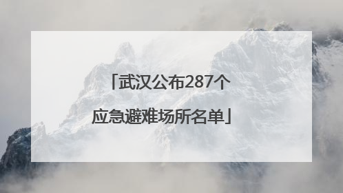 武汉公布287个应急避难场所名单