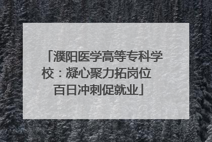 濮阳医学高等专科学校：凝心聚力拓岗位 百日冲刺促就业