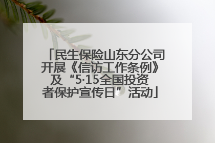 民生保险山东分公司开展《信访工作条例》及“5·15全国投资者保护宣传日”活动