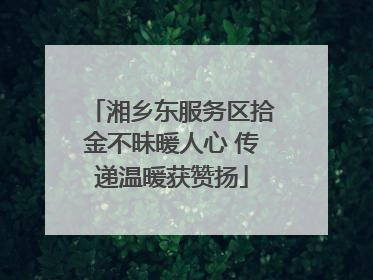 湘乡东服务区拾金不昧暖人心 传递温暖获赞扬
