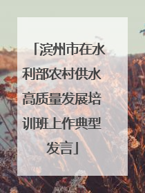 滨州市在水利部农村供水高质量发展培训班上作典型发言