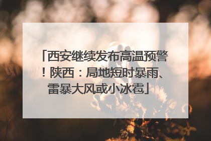 西安继续发布高温预警！陕西：局地短时暴雨、雷暴大风或小冰雹