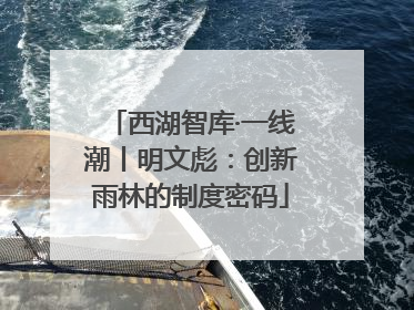 西湖智库·一线潮丨明文彪：创新雨林的制度密码