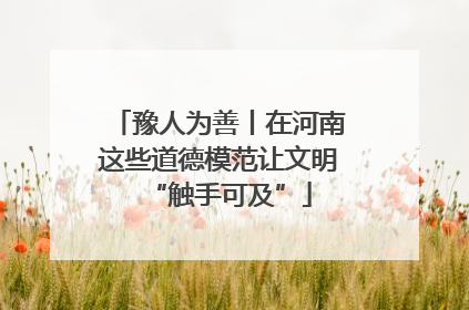 豫人为善丨在河南这些道德模范让文明“触手可及”