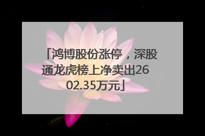 鸿博股份涨停，深股通龙虎榜上净卖出2602.35万元