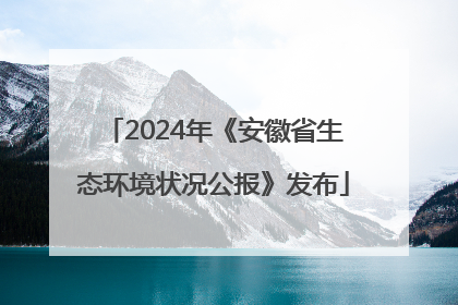 2024年《安徽省生态环境状况公报》发布
