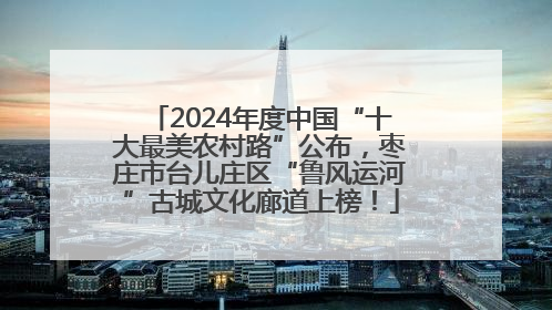 2024年度中国“十大最美农村路”公布，枣庄市台儿庄区“鲁风运河”古城文化廊道上榜！
